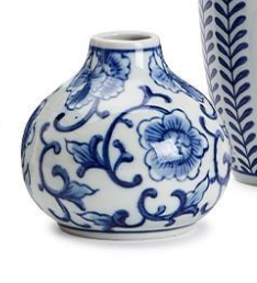Blue and White Assorted Hand-Painted Vases - Stoneware