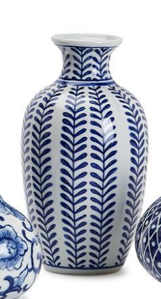 Blue and White Assorted Hand-Painted Vases - Stoneware