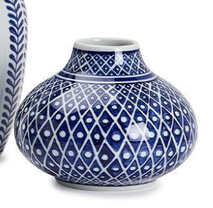 Blue and White Assorted Hand-Painted Vases - Stoneware