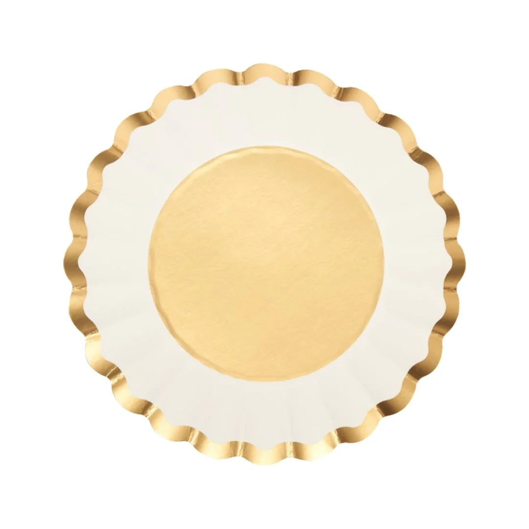 Salad Plate Gold & White/8 pkg
