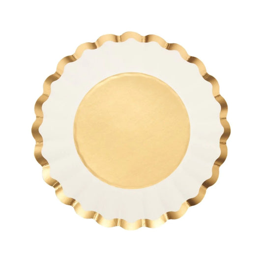 Salad Plate Gold & White/8 pkg