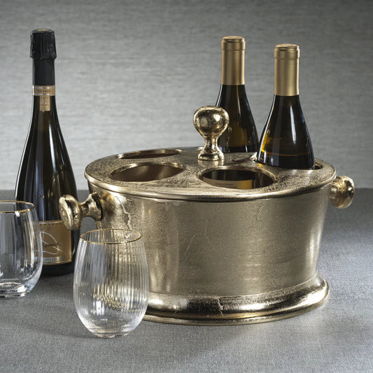 Raw Aluminum Five Bottle Wine Holder-Gold