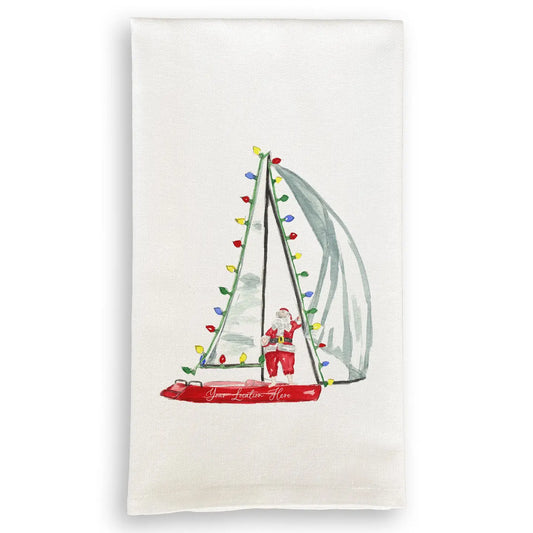 Christmas Sailboat Dish Towel