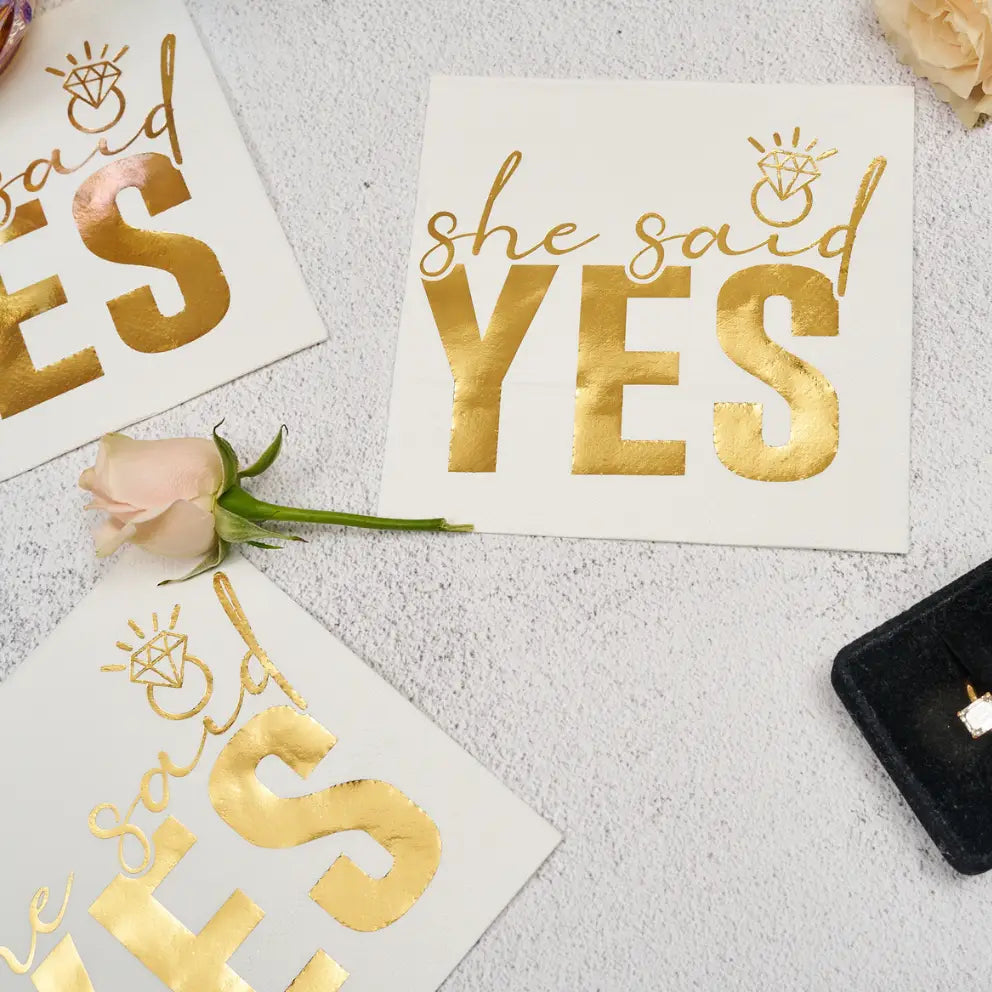 She Said Yes Cocktail Napkins /26pk