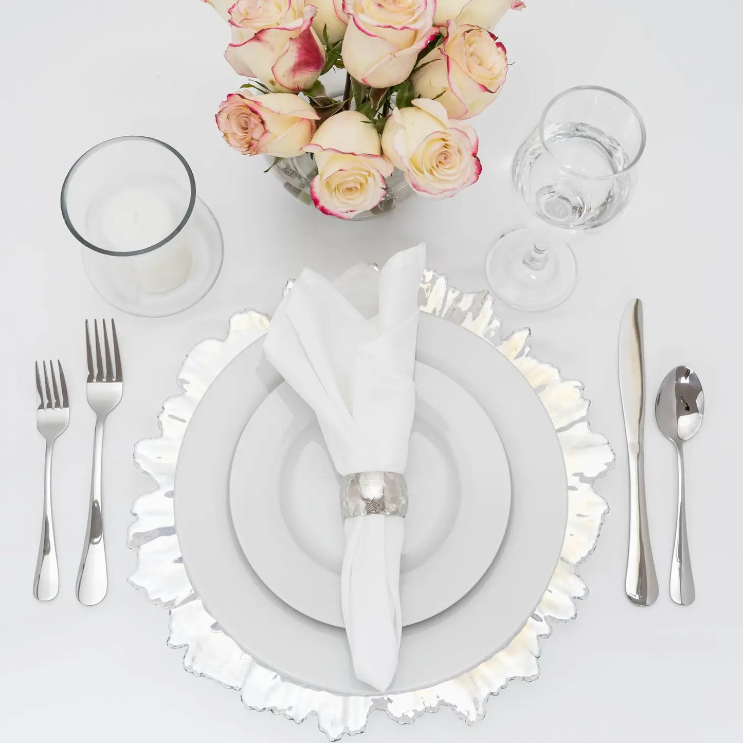 Glass Reef Charger Plate 13" - White Iridescent