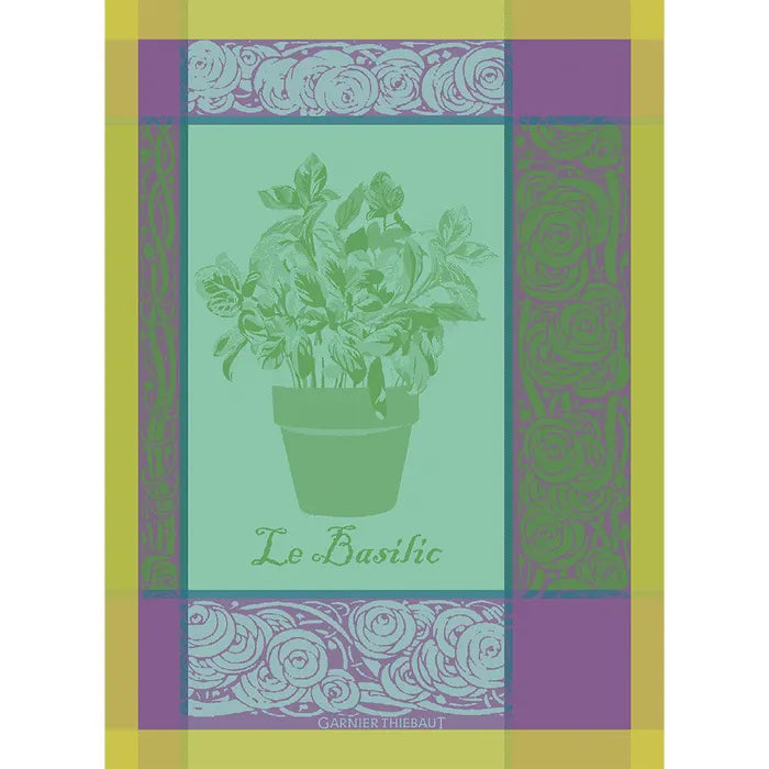 Garnier Thiebaut Basilic Purple Jacquard Kitchen Towel