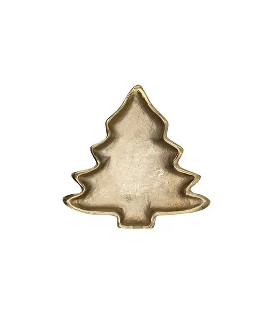 Aluminum Tree Shaped Dish, Gold Finish