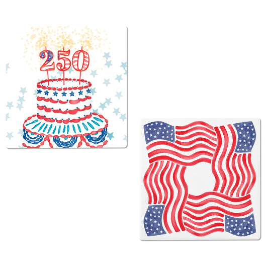 USA 250th Semiquincentennial 4" Square Ceramic Coasters
