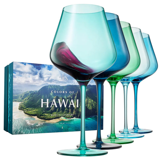 Beaches of Hawaii Wine Glassware | 5 Set, 20 oz - City Sets