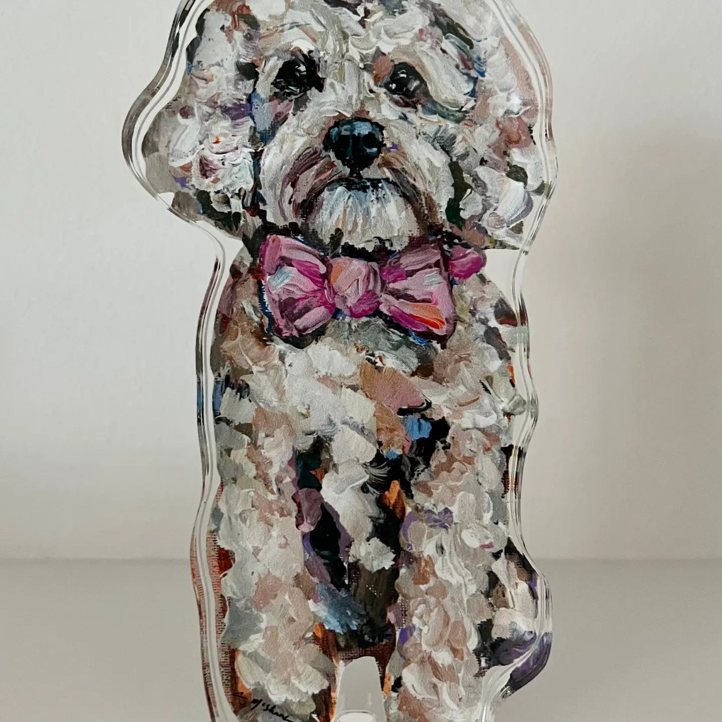 "Cavapoo Blonde with Pink Bow" Acrylic