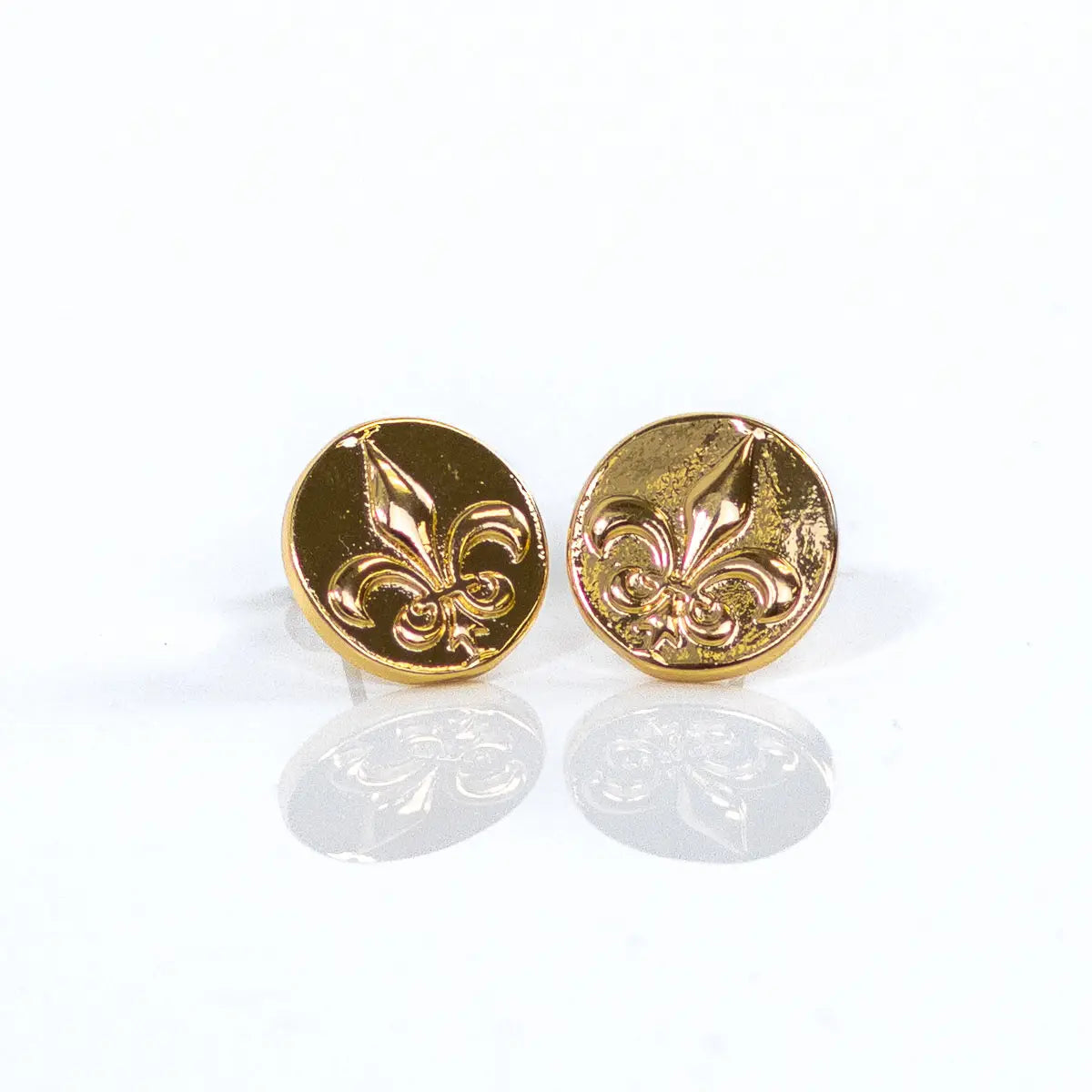 Fleur De Lis Stud Earrings Gold