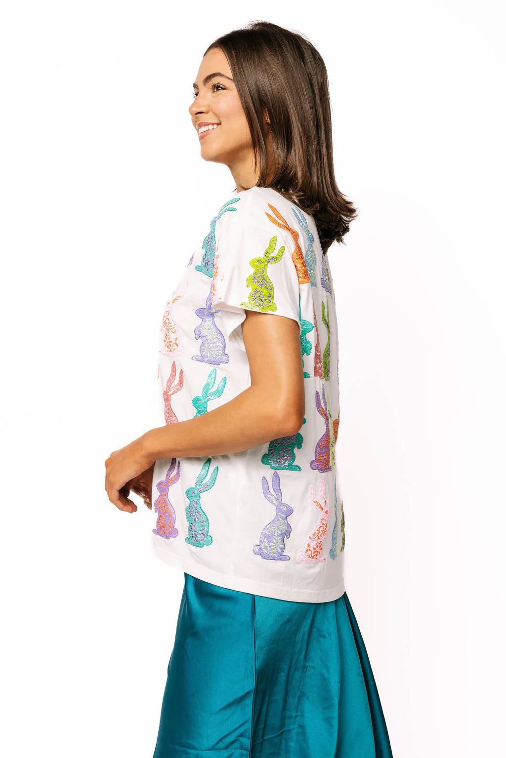 White Multi Easter Bunny Tee