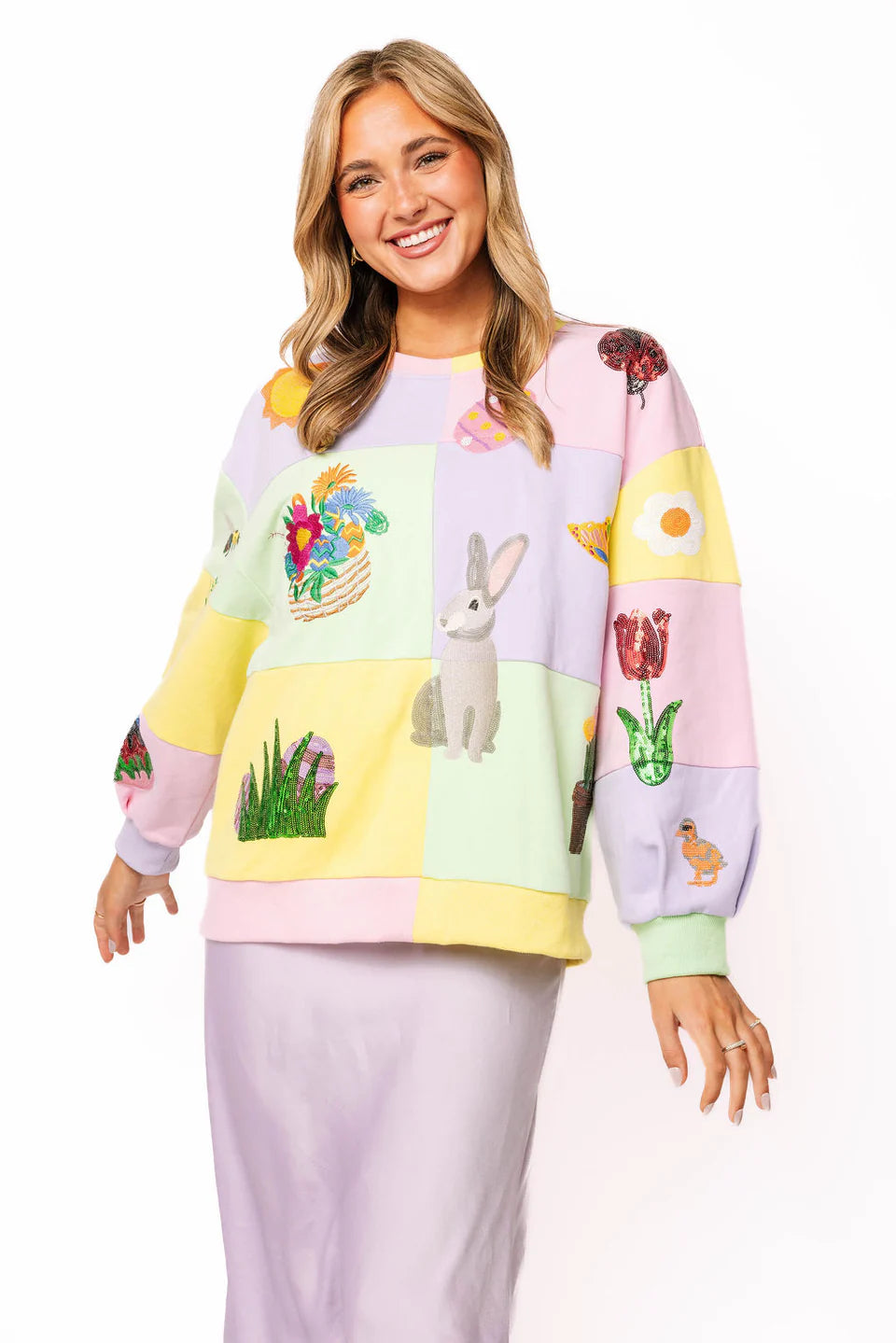 Pastel Colorblock Easter Icon Sweatshirt