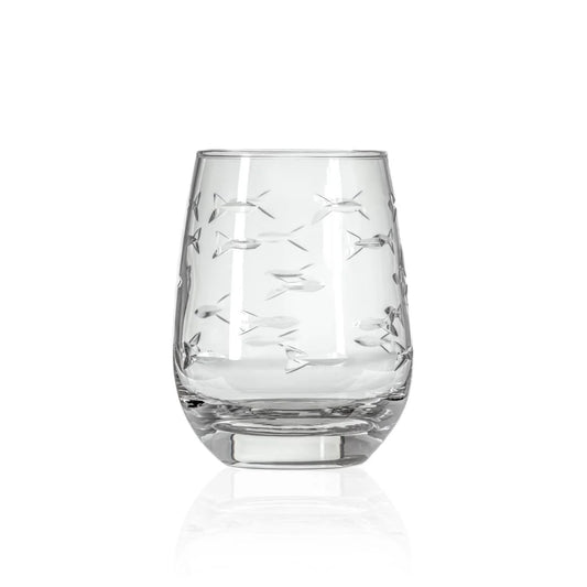 School of Fish 15oz Clear Stemless Wine Tumbler Glass