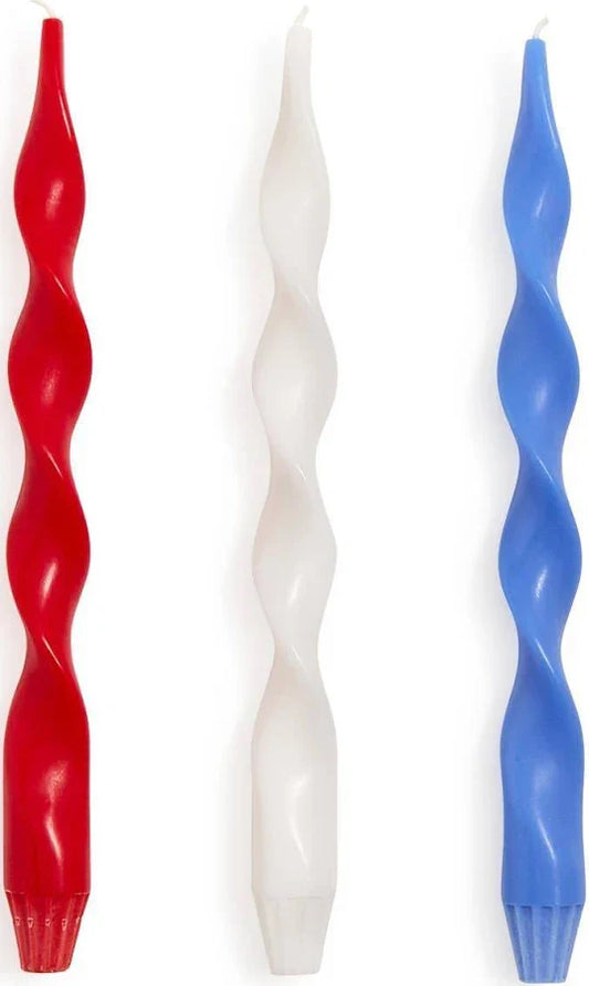 Red, White & Blue 12" Twist Taper Candles in Gift Box