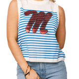 Licensed Ole Miss Mascot Striped Knit Tank - QOS