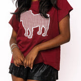 QOS Licensed Miss State Gingham Mascot Tee