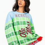 QOS Licensed Ole Miss Colorblock Football Field Sweatshirt